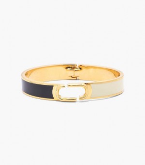 Black / Gold Women's Marc Jacobs The J Marc Hinge Bangles | 01267GRVK