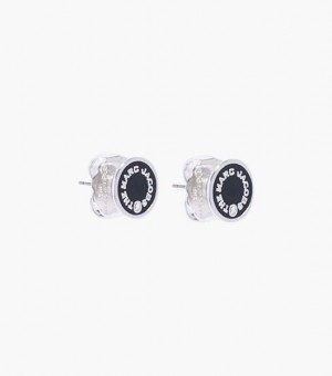 Black / Silver Women's Marc Jacobs The Medallion Stud | 13960CUOR