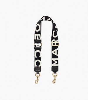 Black / White Women's Marc Jacobs The Logo Webbing Strap | 41360OMIG