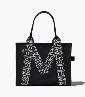 Black / White Women's Marc Jacobs The M Large Tote Bags | 53470FGWO