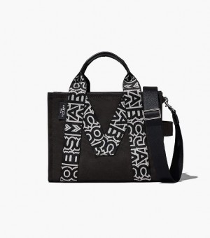 Black / White Women's Marc Jacobs The M Medium Tote Bags | 47801SCNJ