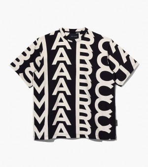 Black / White Women's Marc Jacobs The Monogram Big T Shirts | 19403NTJG