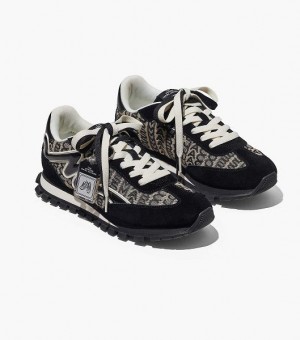 Black / White Women's Marc Jacobs The Monogram Jogger Sneakers | 73450ZJCR