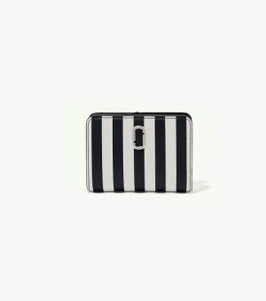 Black / White Women's Marc Jacobs The Striped J Marc Mini Compact Wallets | 64019XNHG