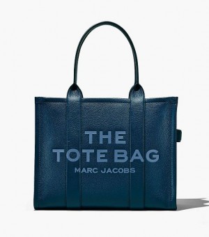 Blue Women's Marc Jacobs The Leather Large Tote Bags | 32061FEHJ