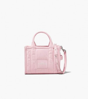 Bubblegum Women's Marc Jacobs The Shiny Crinkle Leather Small Tote Bags | 83746SWIQ