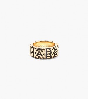 Gold Women's Marc Jacobs The Monogram Engraved Ring | 83456CTPQ