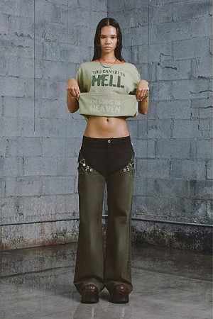 Green Heaven Marc Jacobs Go To Hell Ringer T Shirts | 71083AFVW