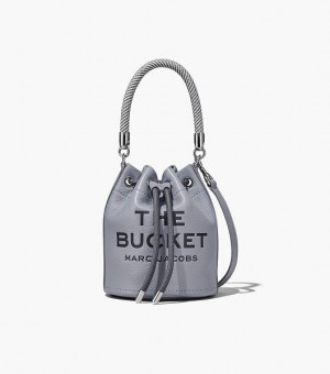 Grey Women's Marc Jacobs The Leather Bucket Bags | 82150PGHZ