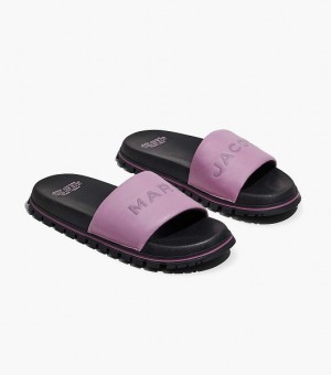 Lilas Women's Marc Jacobs The Leather Slides | 97368GWXF