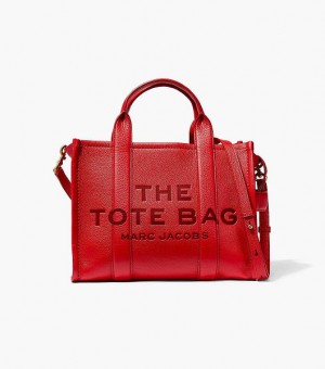 Red Women's Marc Jacobs The Leather Medium Tote Bags | 79206HUIO