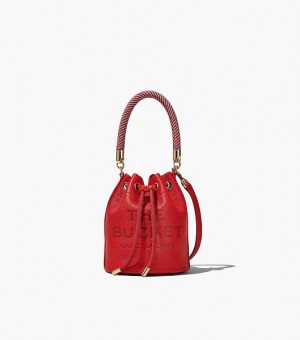 Red Women's Marc Jacobs The Leather Mini Bucket Bags | 86107LVQD