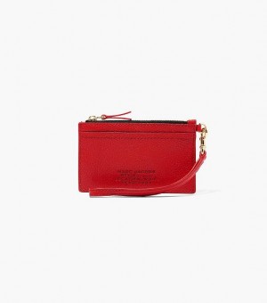 Red Women's Marc Jacobs The Leather Top Zip Wristlet Wallets | 52840PXTU