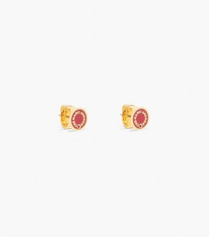 Red / Gold Women's Marc Jacobs The Medallion Stud | 69351KFIA