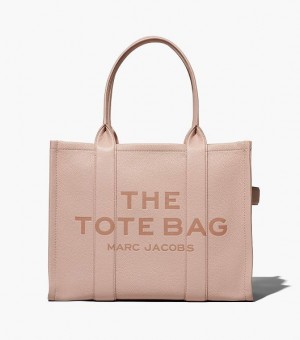 Rose Women's Marc Jacobs The Leather Large Tote Bags | 68531NJTK