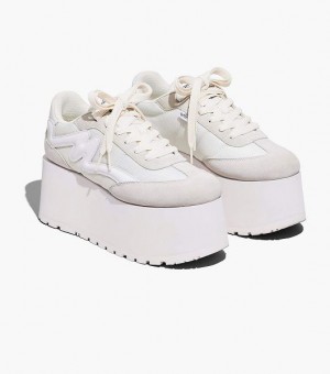 White Women's Marc Jacobs The Platform Jogger Sneakers | 48260FANW