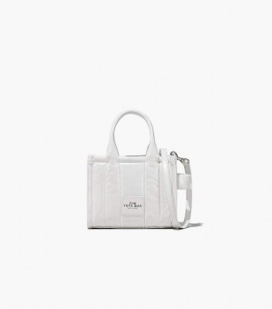 White Women's Marc Jacobs The Shiny Crinkle Leather Mini Tote Bags | 20483MWBU