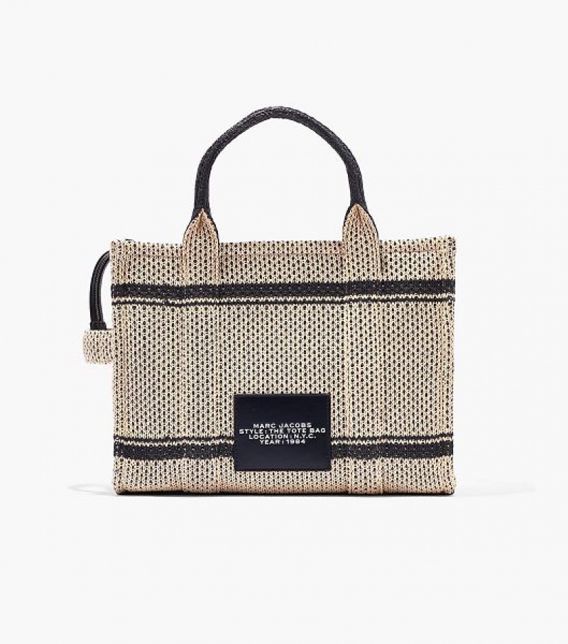 Beige Women's Marc Jacobs The Straw Jacquard Medium Tote Bags | 04173IMFE