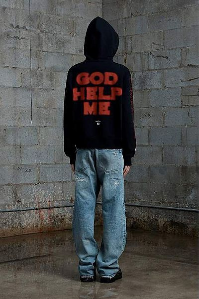 Black Heaven Marc Jacobs God Help Me Zip Up Hoodie | 72043NLGO