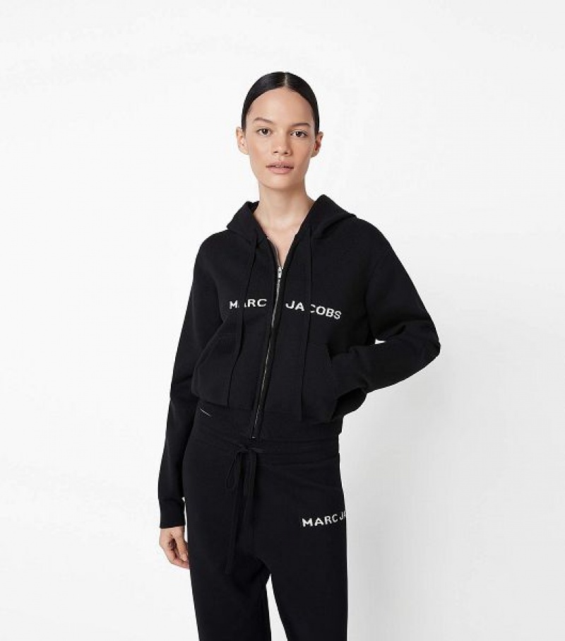 Black Women's Marc Jacobs The Cropped Zip Hoodie | 59208PKGN