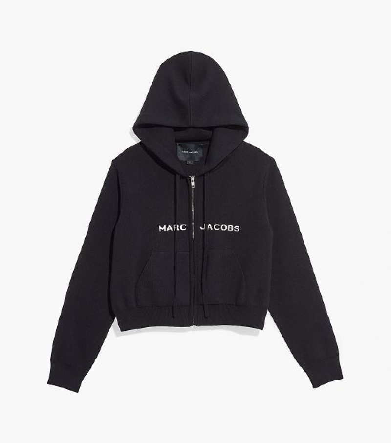 Black Women\'s Marc Jacobs The Cropped Zip Hoodie | 59208PKGN