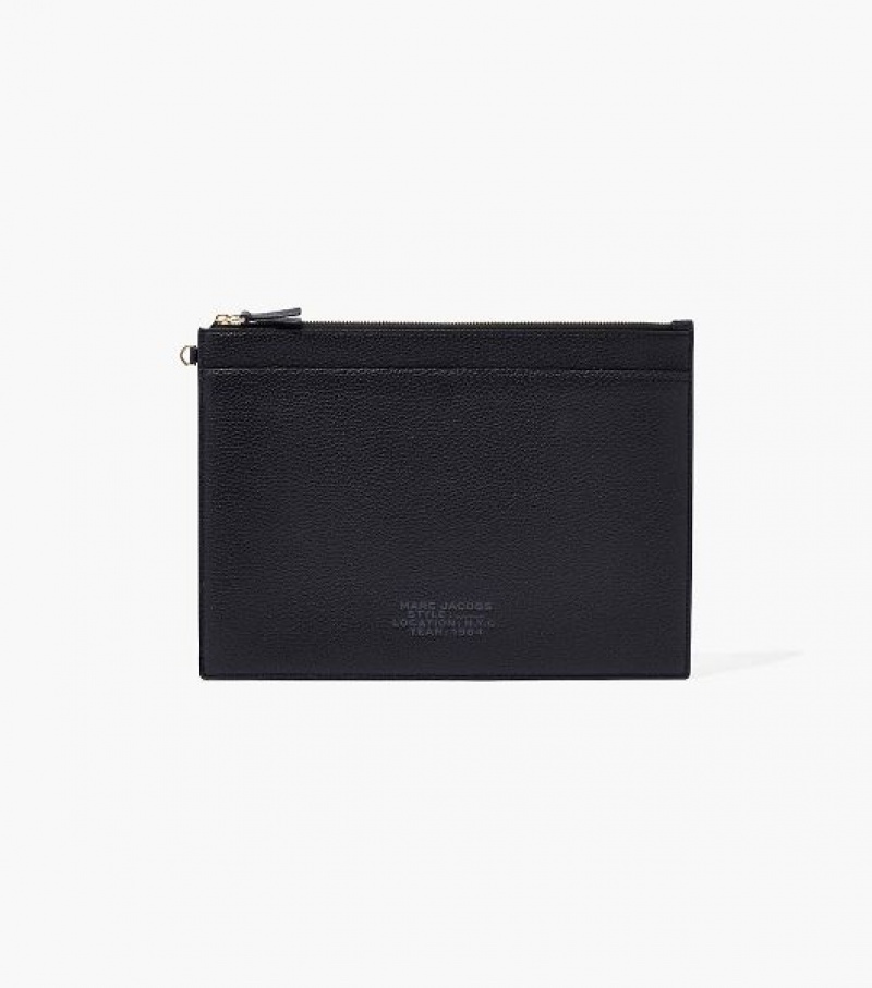 Black Women's Marc Jacobs The Large Leather Wristlet Wallets | 34021MTPK