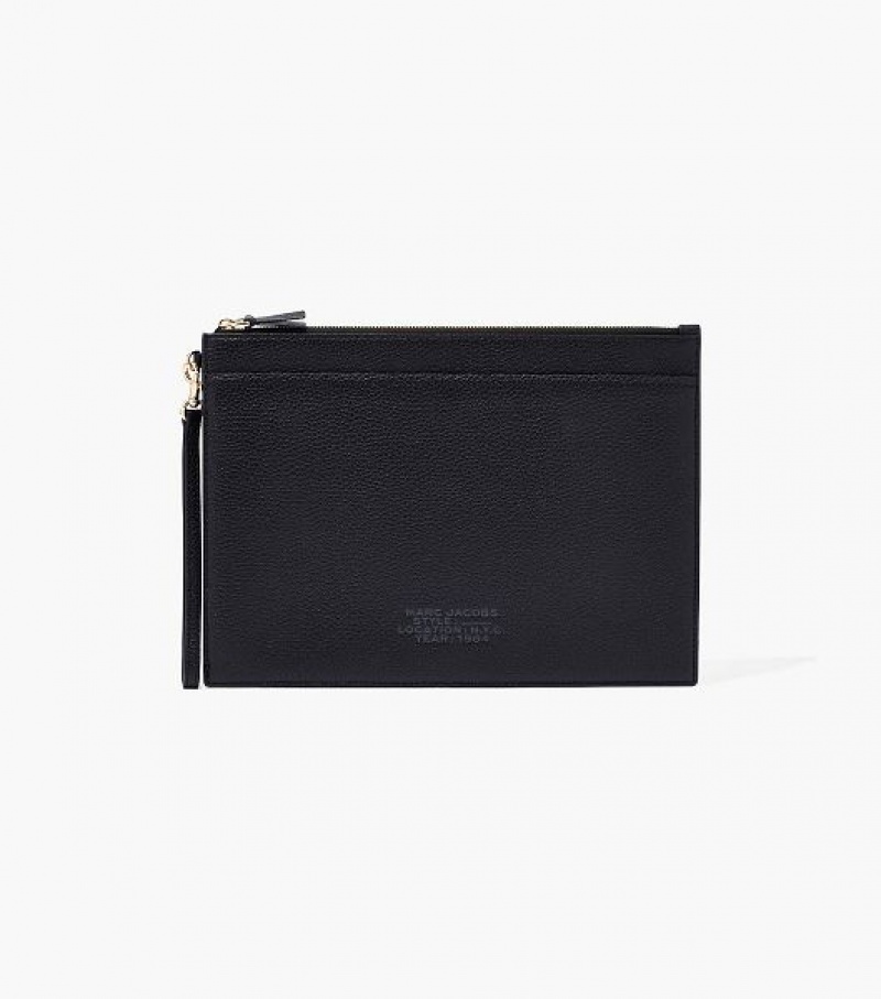 Black Women\'s Marc Jacobs The Large Leather Wristlet Wallets | 34021MTPK