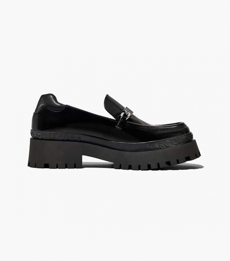 Black Women's Marc Jacobs The Leather Barcode Monogram Loafer | 91632JYPW