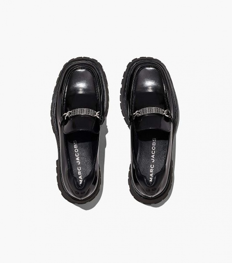 Black Women's Marc Jacobs The Leather Barcode Monogram Loafer | 91632JYPW