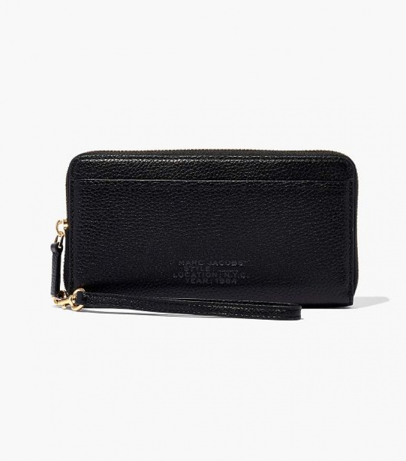 Black Women\'s Marc Jacobs The Leather Continental Wallets | 74021POXB