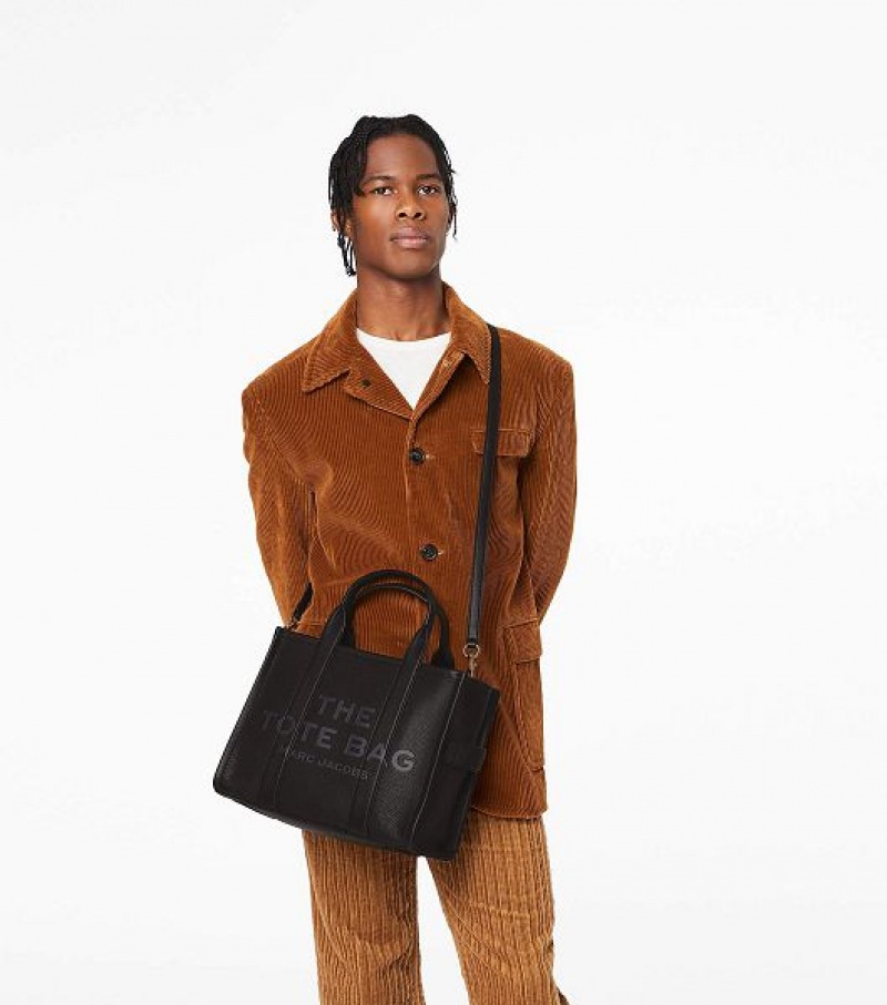 Black Women's Marc Jacobs The Leather Medium Tote Bags | 74058YWGP