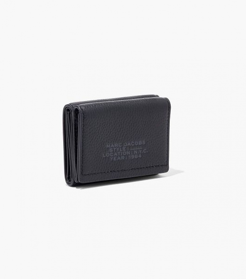 Black Women's Marc Jacobs The Leather Medium Trifold Wallets | 26813XBSG