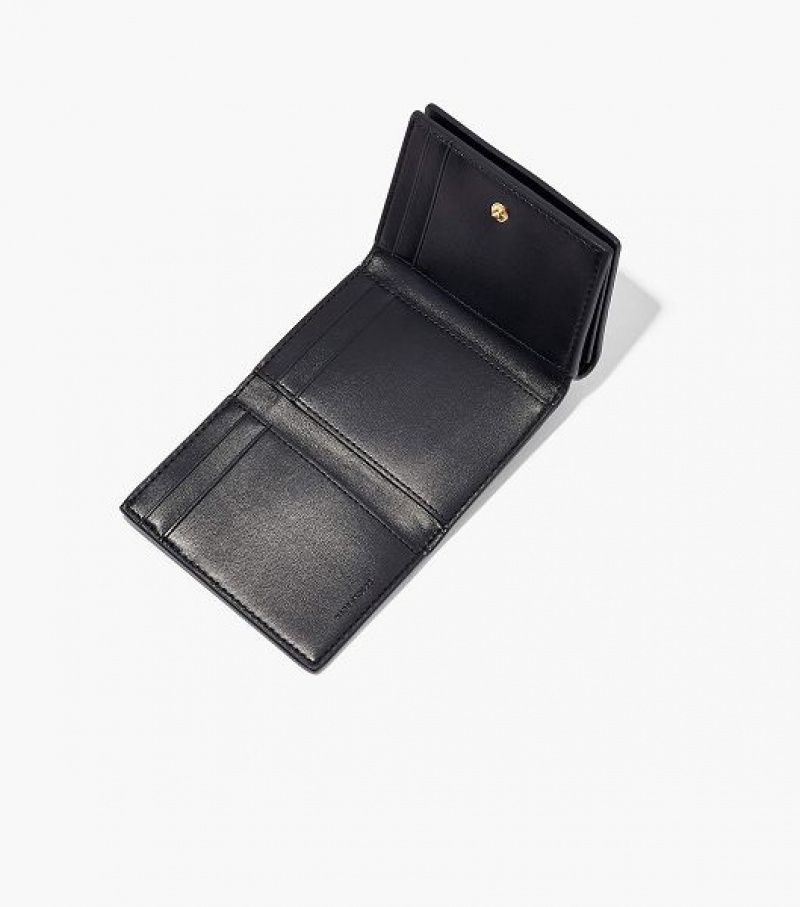 Black Women's Marc Jacobs The Leather Medium Trifold Wallets | 26813XBSG