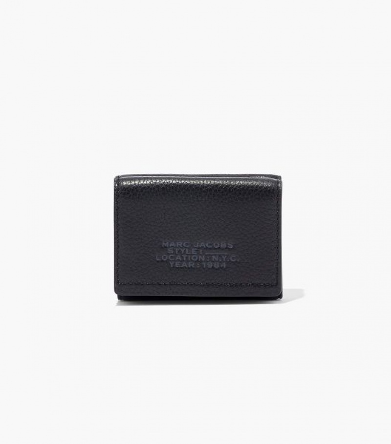 Black Women\'s Marc Jacobs The Leather Medium Trifold Wallets | 26813XBSG