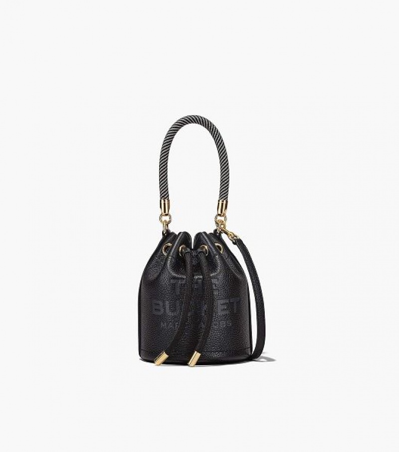 Black Women\'s Marc Jacobs The Leather Mini Bucket Bags | 18673IQOE