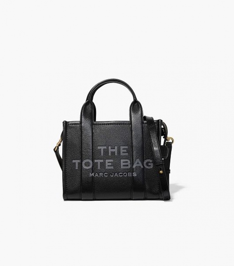 Black Women\'s Marc Jacobs The Leather Small Tote Bags | 78594RWUS