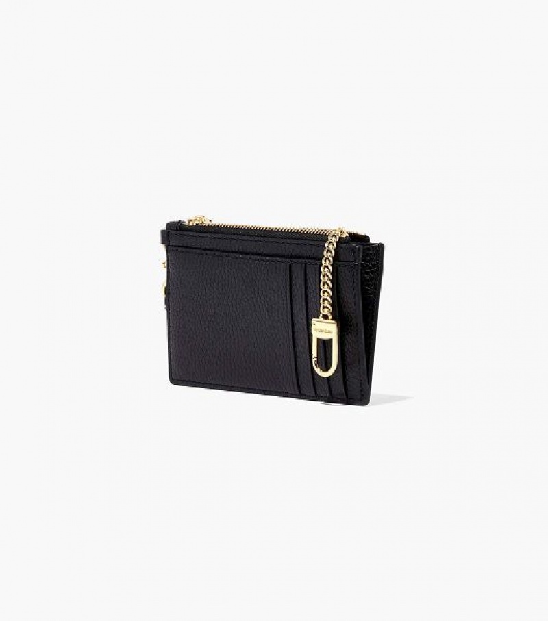 Black Women's Marc Jacobs The Leather Top Zip Wristlet Wallets | 63420QIBP