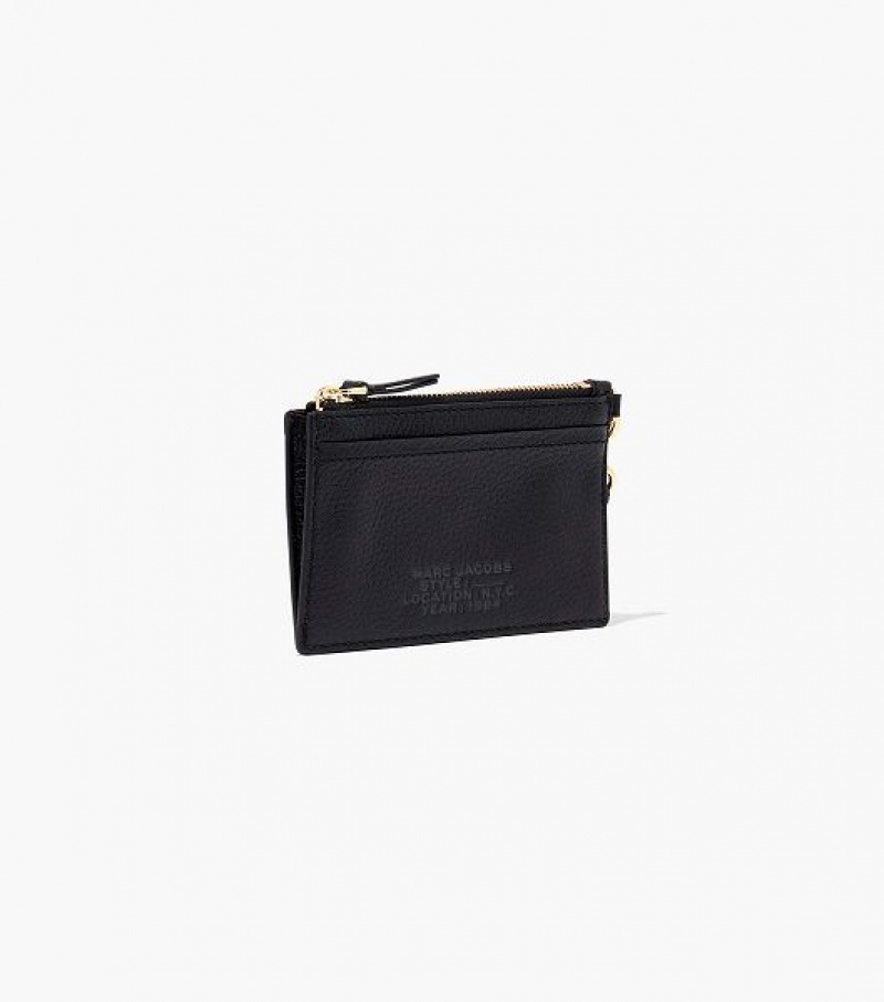 Black Women's Marc Jacobs The Leather Top Zip Wristlet Wallets | 63420QIBP