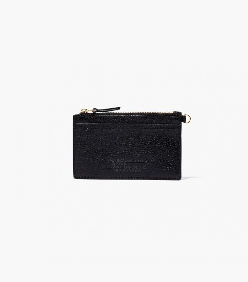 Black Women's Marc Jacobs The Leather Top Zip Wristlet Wallets | 63420QIBP