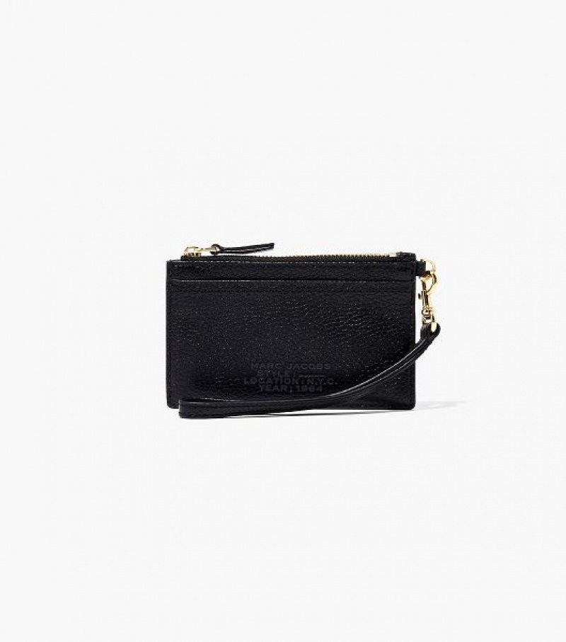 Black Women\'s Marc Jacobs The Leather Top Zip Wristlet Wallets | 63420QIBP