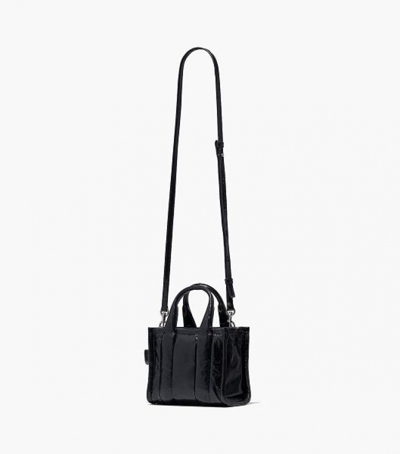 Black Women's Marc Jacobs The Shiny Crinkle Leather Mini Tote Bags | 52169WDAY