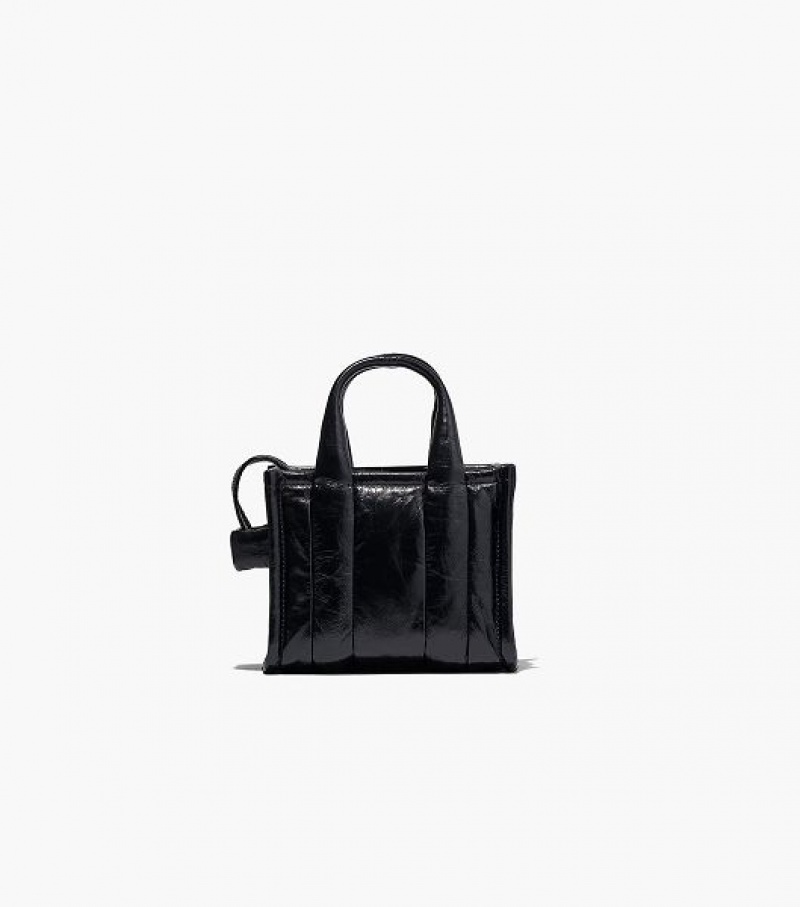 Black Women's Marc Jacobs The Shiny Crinkle Leather Mini Tote Bags | 52169WDAY