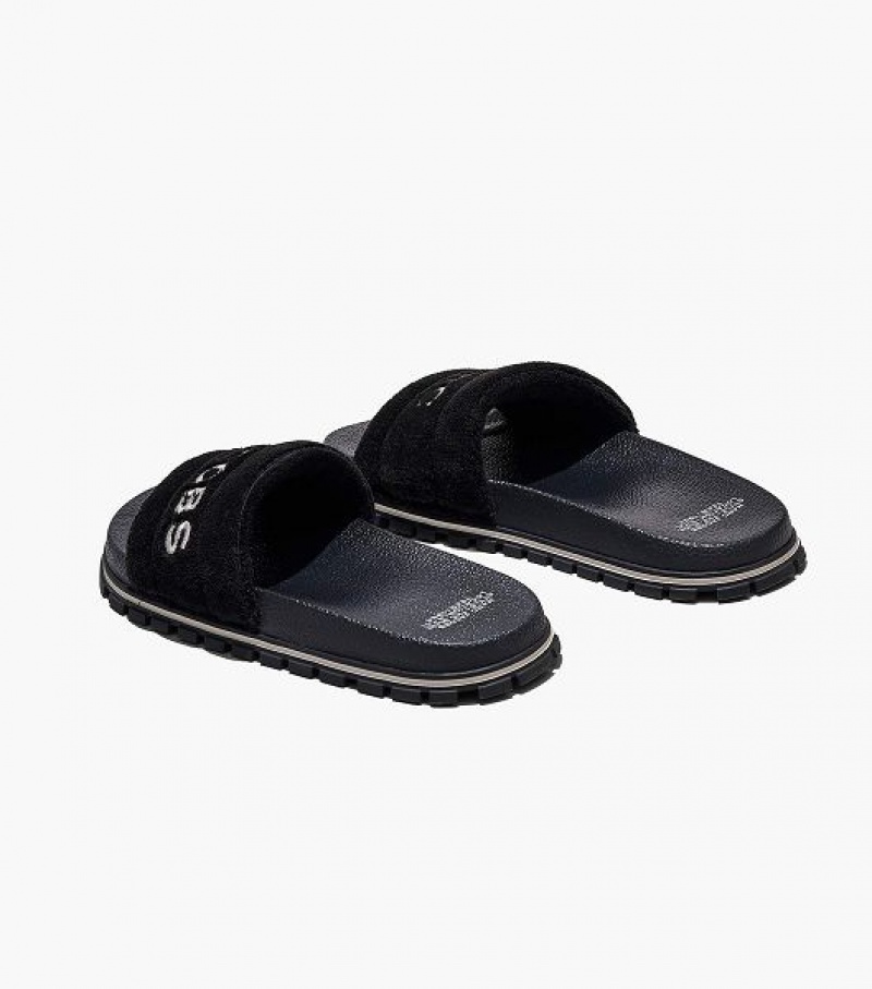 Black Women's Marc Jacobs The Terry Slides | 75483DKEJ