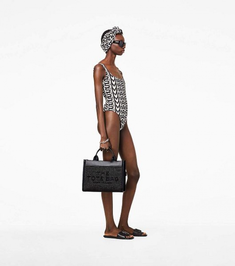 Black Women's Marc Jacobs The Woven DTM Medium Tote Bags | 82413IDUQ