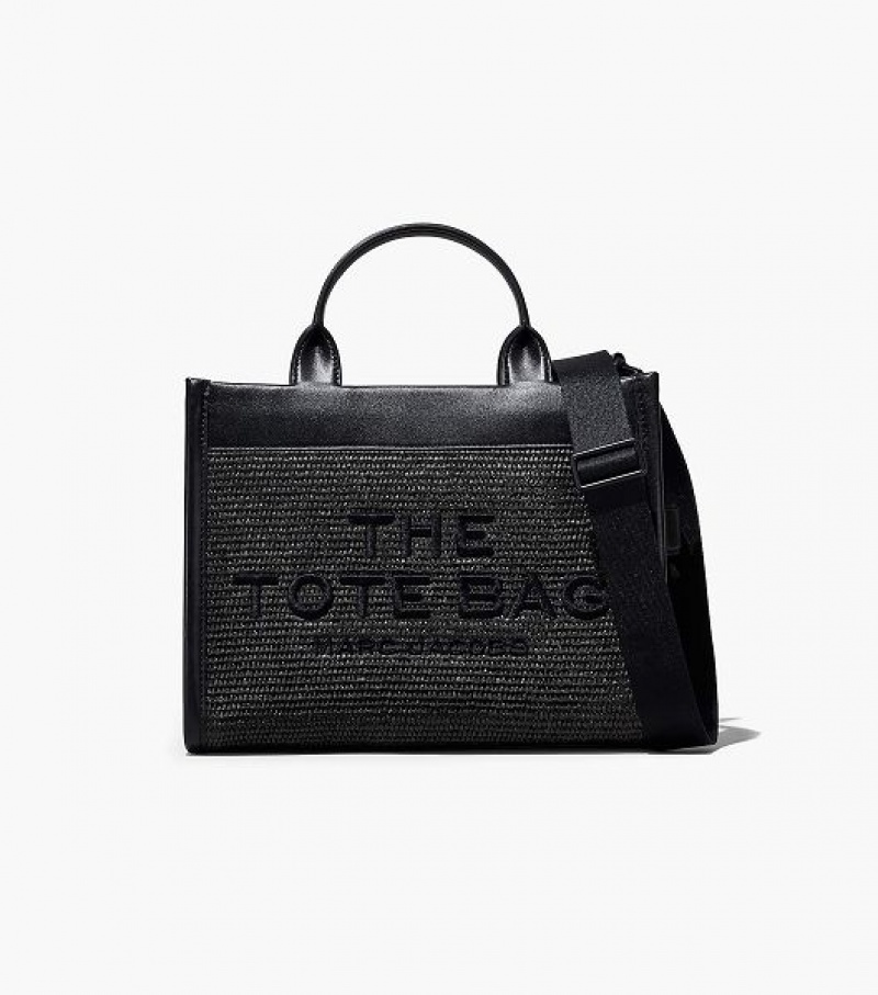 Black Women\'s Marc Jacobs The Woven DTM Medium Tote Bags | 82413IDUQ