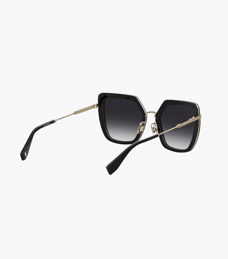 Black / Gold Women's Marc Jacobs Icon Oversized Butterfly Sunglasses | 57430BLUW