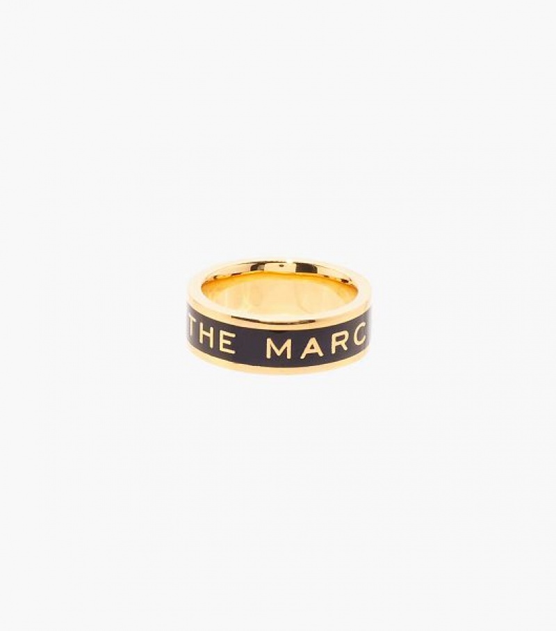 Black / Gold Women's Marc Jacobs The Medallion Ring | 98430VJPH