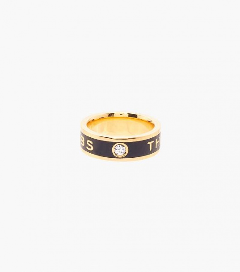 Black / Gold Women\'s Marc Jacobs The Medallion Ring | 98430VJPH