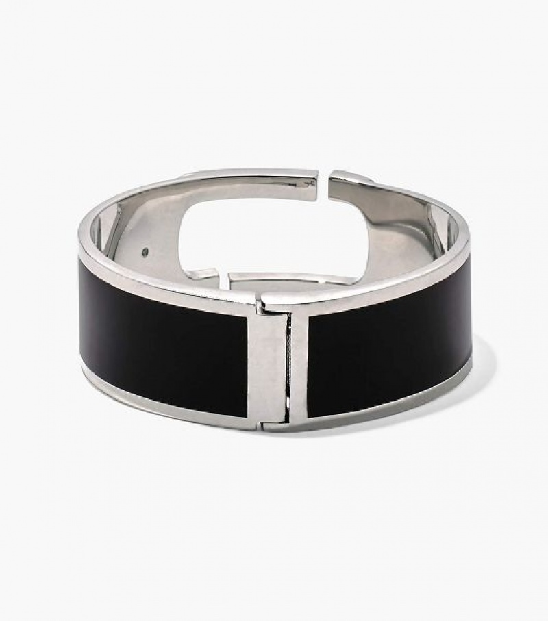 Black / Silver Women's Marc Jacobs The J Marc Large Hinge Bangles | 89421DLMF