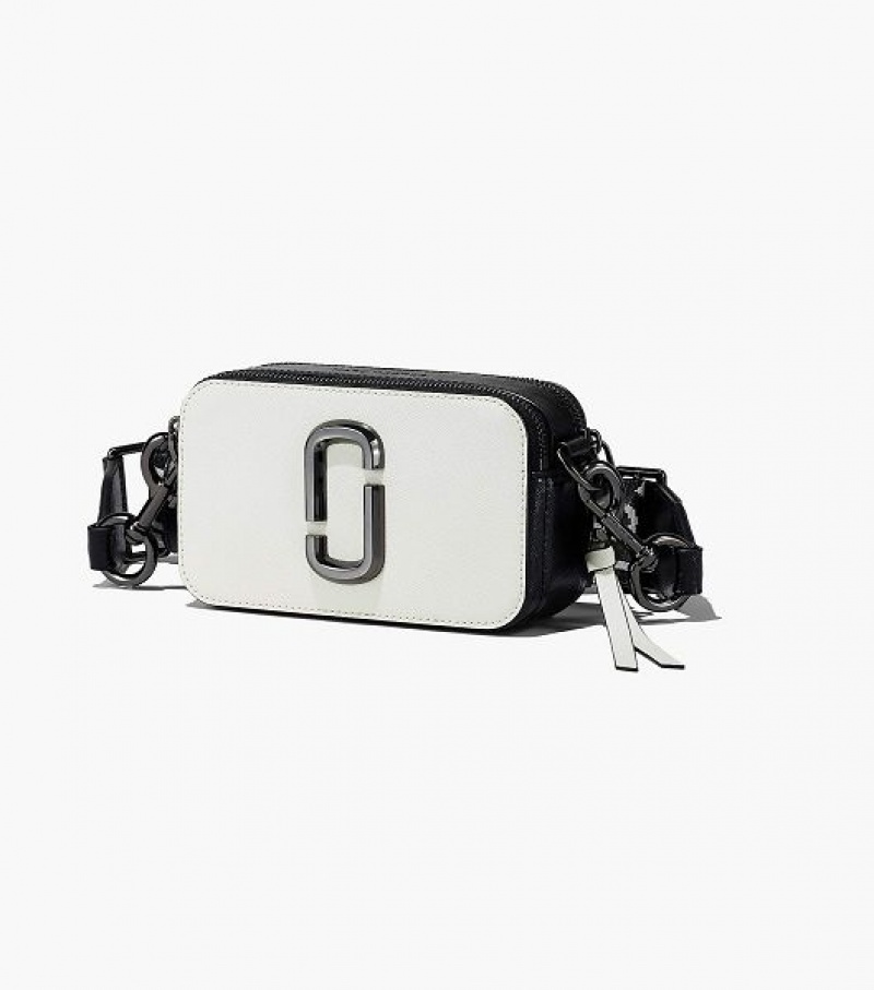 Black / White Women's Marc Jacobs The Bi-Color Snapshot Crossbody Bags | 14326CWRK